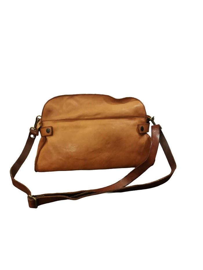 Borsa in pelle con doppi manici e tracolla Pelletteria Allegrini Filippo 1639 Cognac - Pelletteria Allegrini