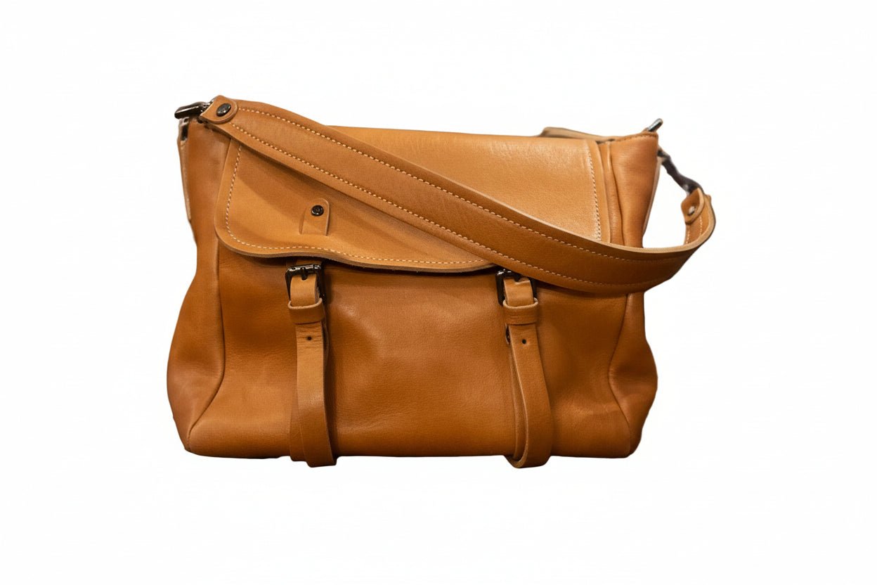 Borsa in pelle con doppio manico Bruno Rossi R319 Biscotto - Pelletteria Allegrini