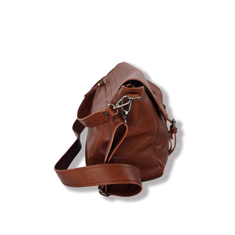 Borsa in pelle con doppio manico Bruno Rossi R319 brandy - Pelletteria Allegrini