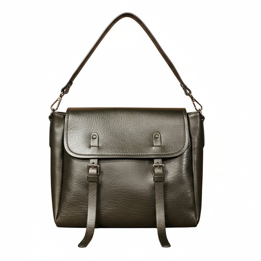 Borsa in pelle con doppio manico Bruno Rossi R319 Nero - Pelletteria Allegrini