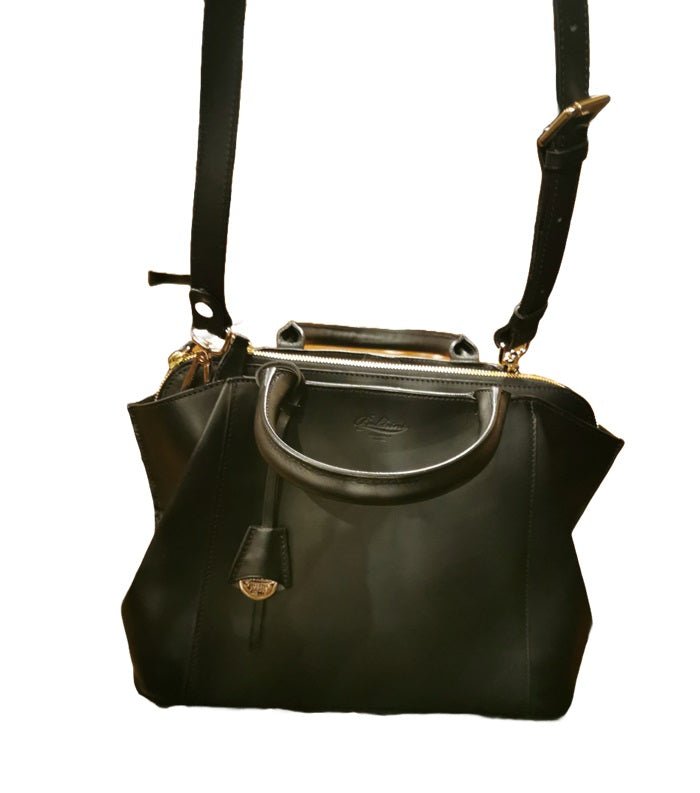 Borsa in pelle con manici e tracolla Boldrini 07296 Nero - Pelletteria Allegrini