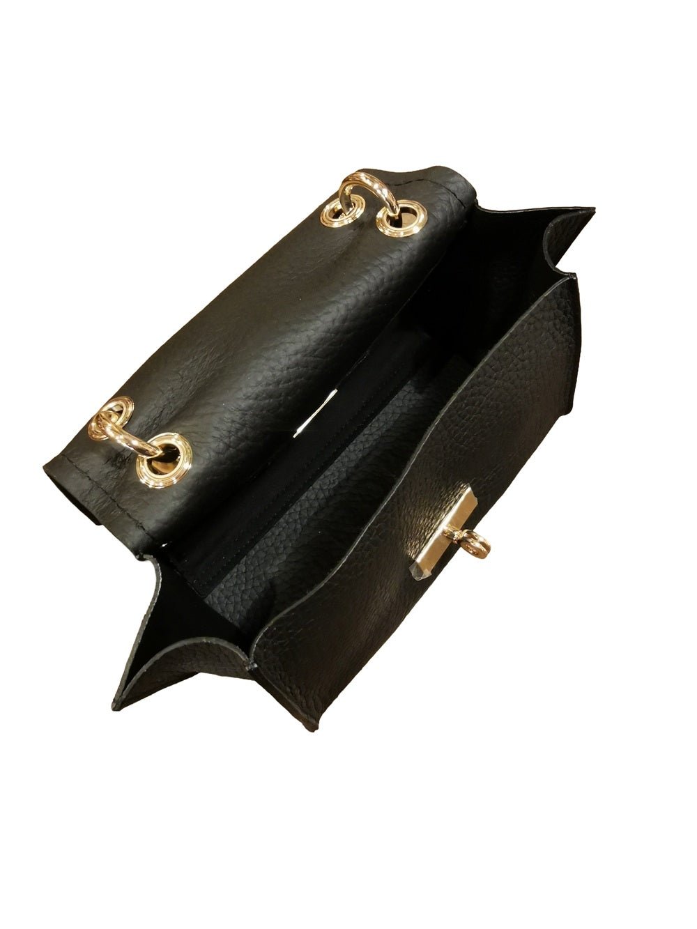 Borsa in pelle con manico bamboo Visonà 20149 nero - Pelletteria Allegrini