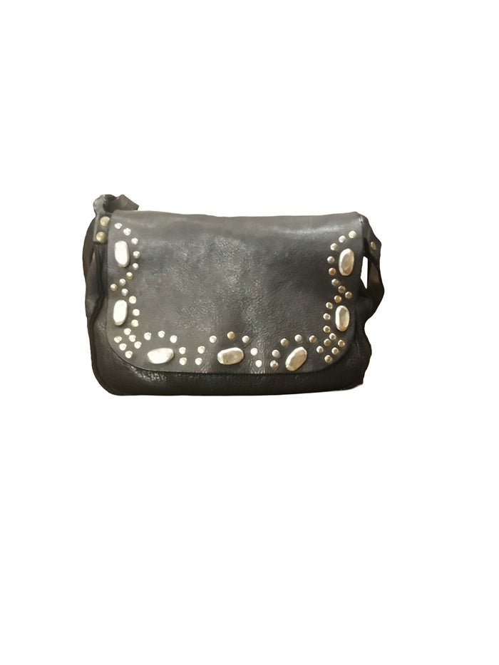 Borsa in pelle con patta e borchie Pelletteria Allegrini Filippo 1647 Nero - Pelletteria Allegrini