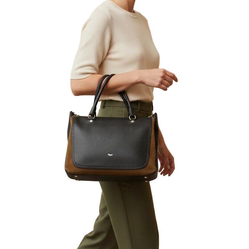 Borsa in pelle e camoscio Bruno Rossi C26/G Oceano/Caffè - Pelletteria Allegrini