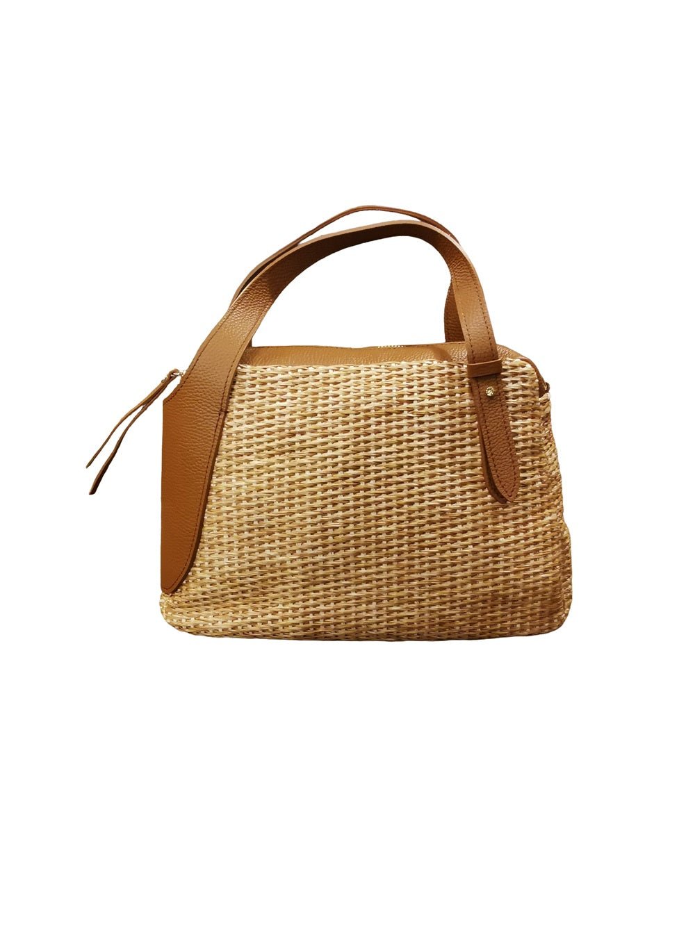 Borsa in pelle e rafia con manici e tracolla Bruno Rossi PA256 Corda - Pelletteria Allegrini