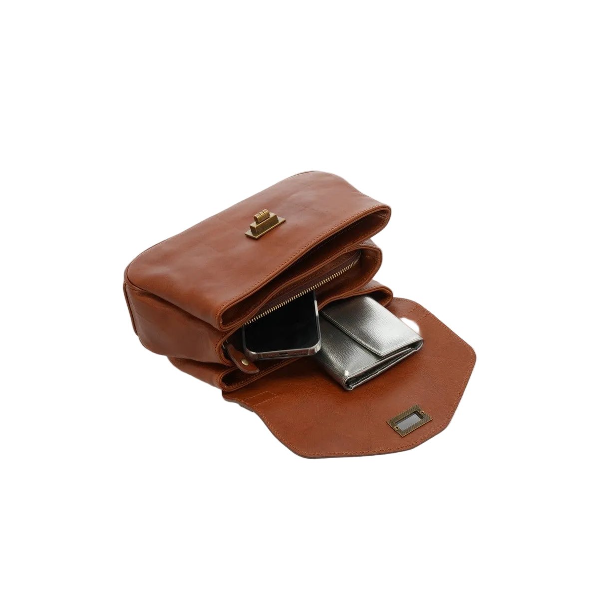 Borsa in pelle I Medici 63/652 marrone - Pelletteria Allegrini
