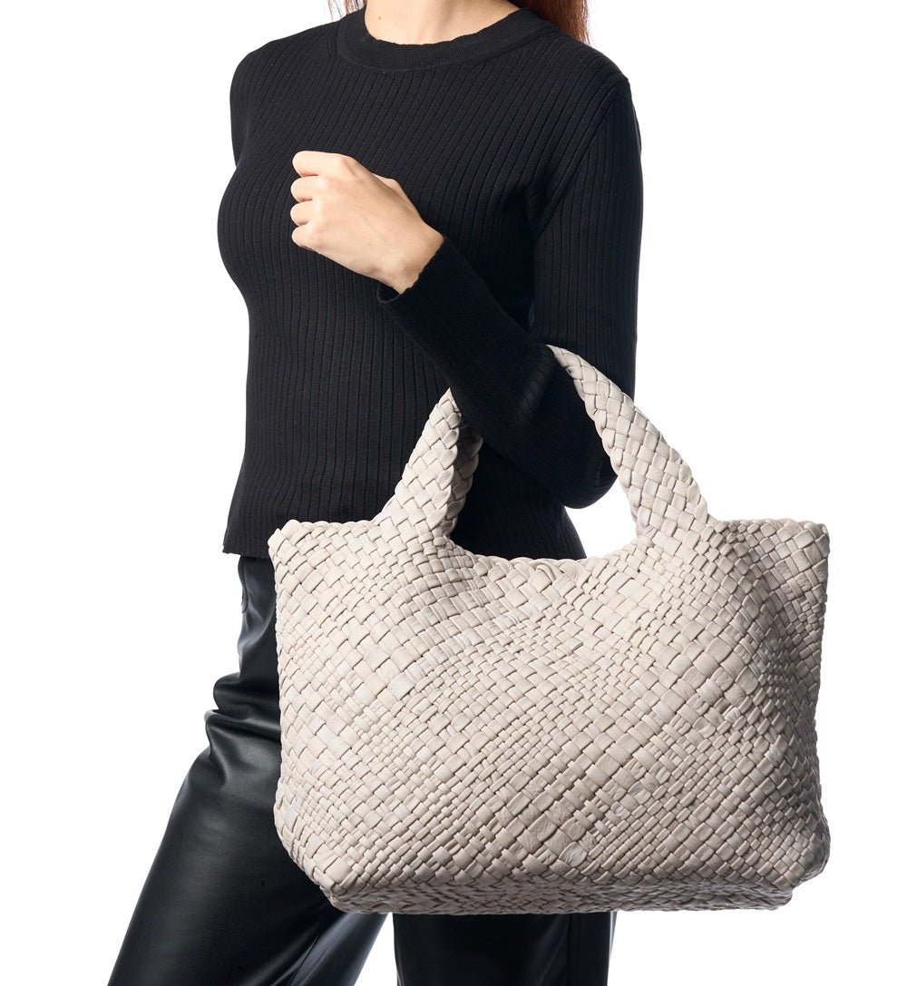 Borsa in pelle intrecciata Visonà 20316 Greige - Pelletteria Allegrini