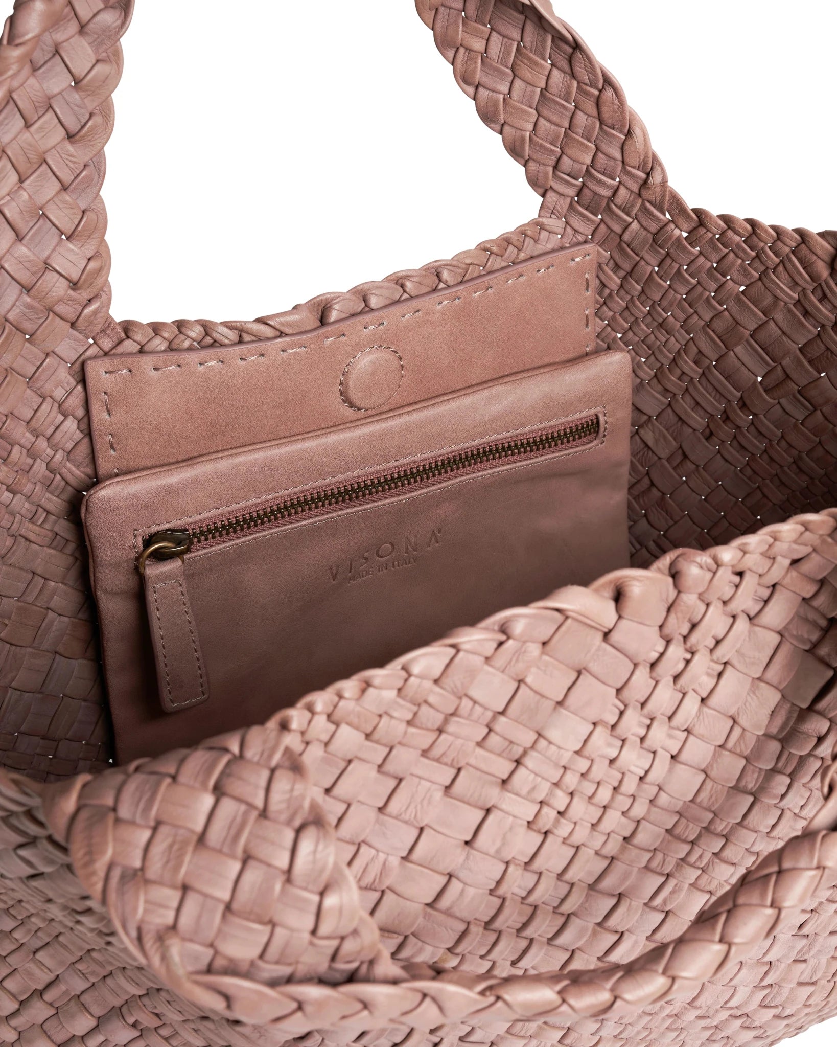 Borsa in pelle intrecciata Visonà 20316 Mauve - Pelletteria Allegrini