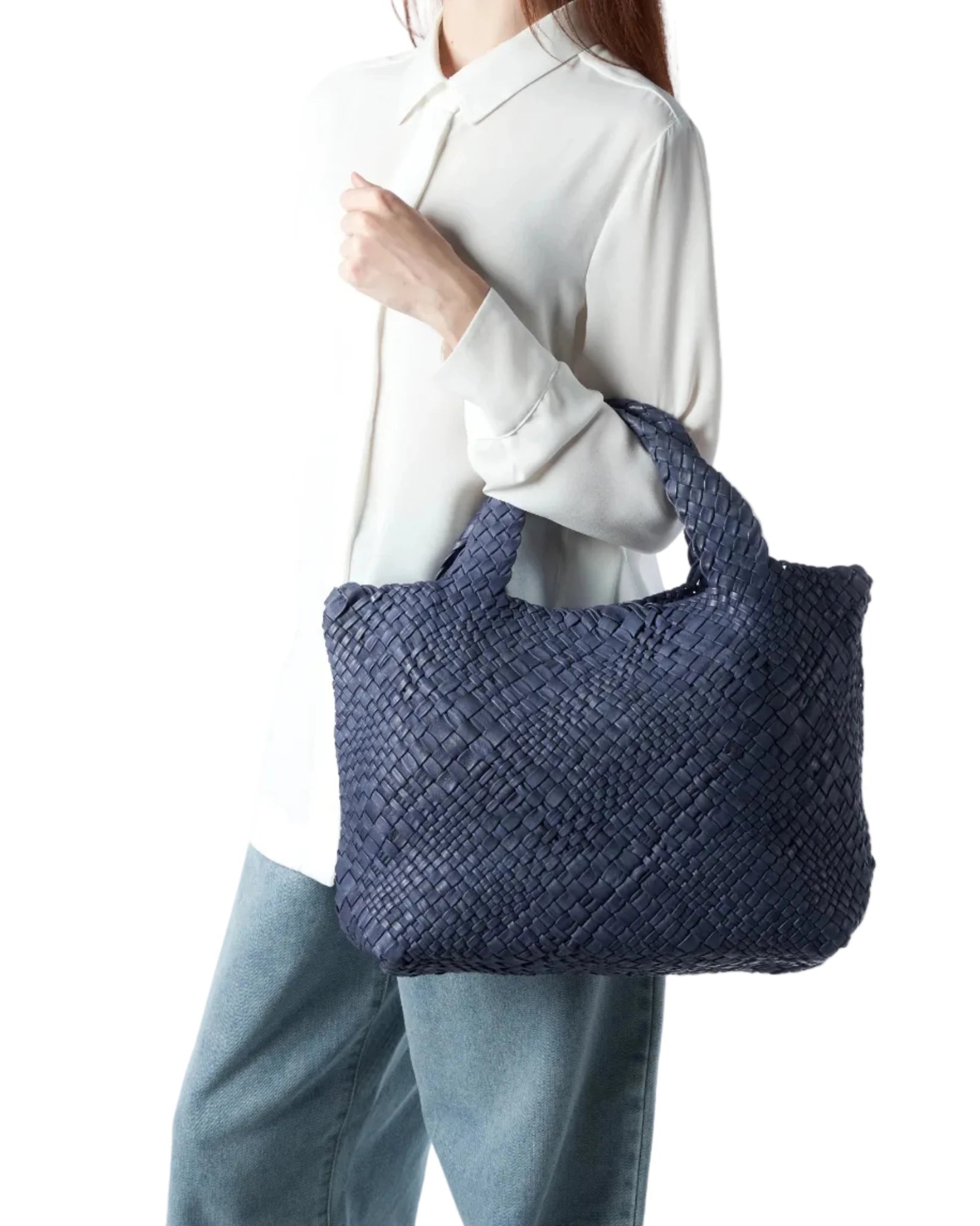 Borsa in pelle intrecciata Visonà 20316 navy - Pelletteria Allegrini