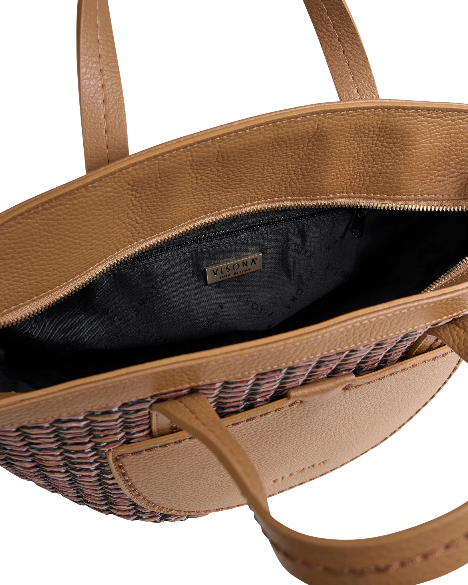 Borsa in raffia e pelle Visonà 26331 Quercia - Pelletteria Allegrini