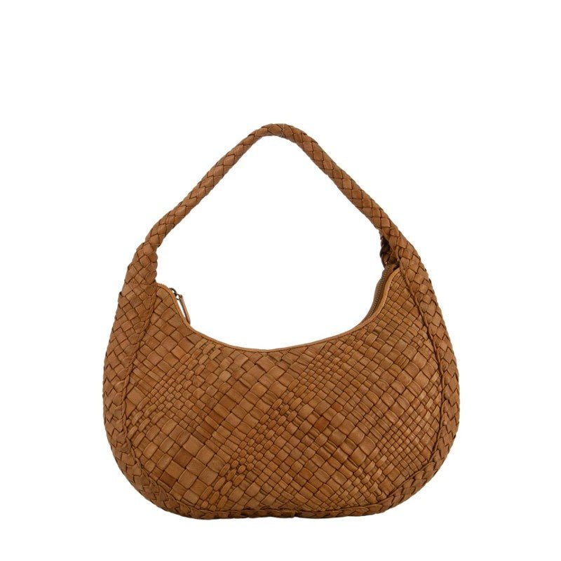 Borsa intrecciata in pelle Visonà ESMERALDA 20301 Cognac - Pelletteria Allegrini