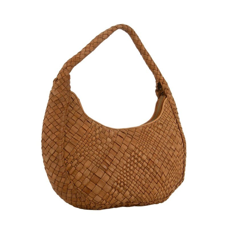 Borsa intrecciata in pelle Visonà ESMERALDA 20301 Cognac - Pelletteria Allegrini