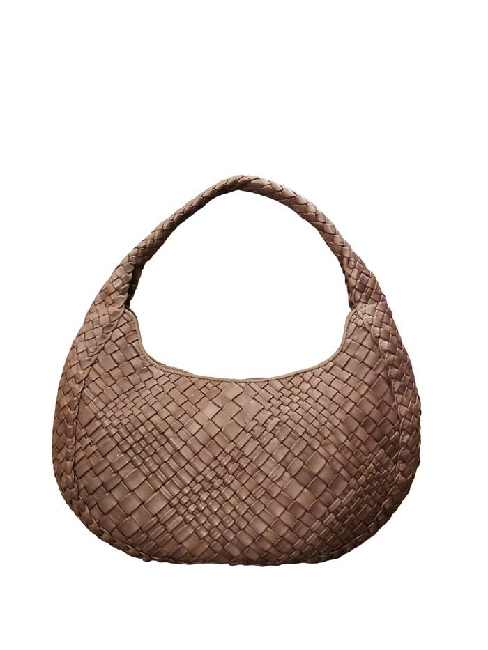 Borsa intrecciata in pelle Visonà ESMERALDA 20301 Testa di moro - Pelletteria Allegrini