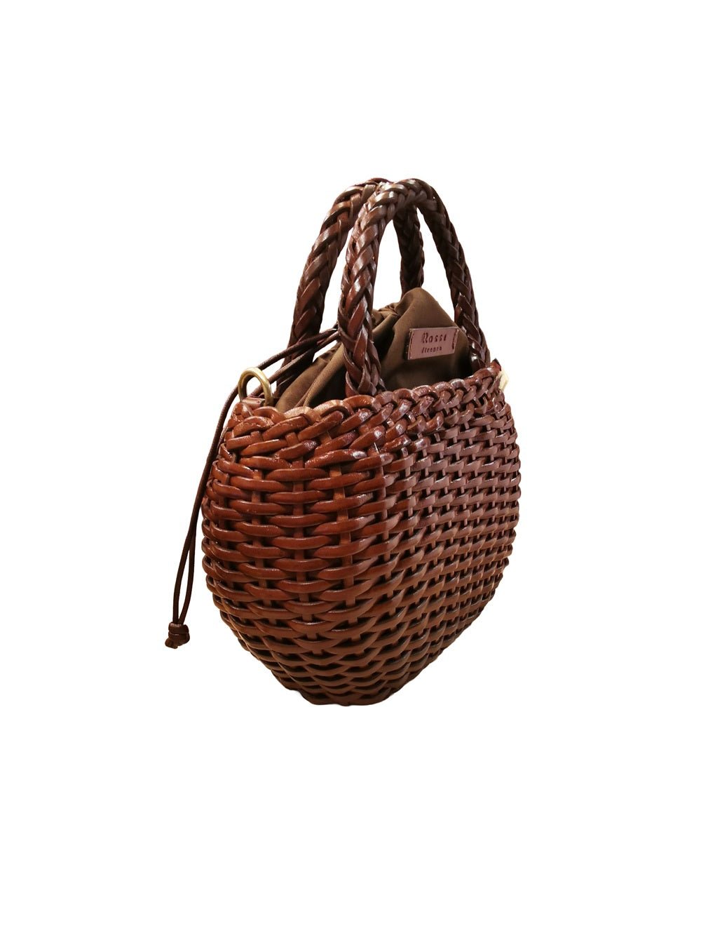 Borsa media con doppi manici in pelle intrecciata Bruno Rossi T3 Caffè - Pelletteria Allegrini