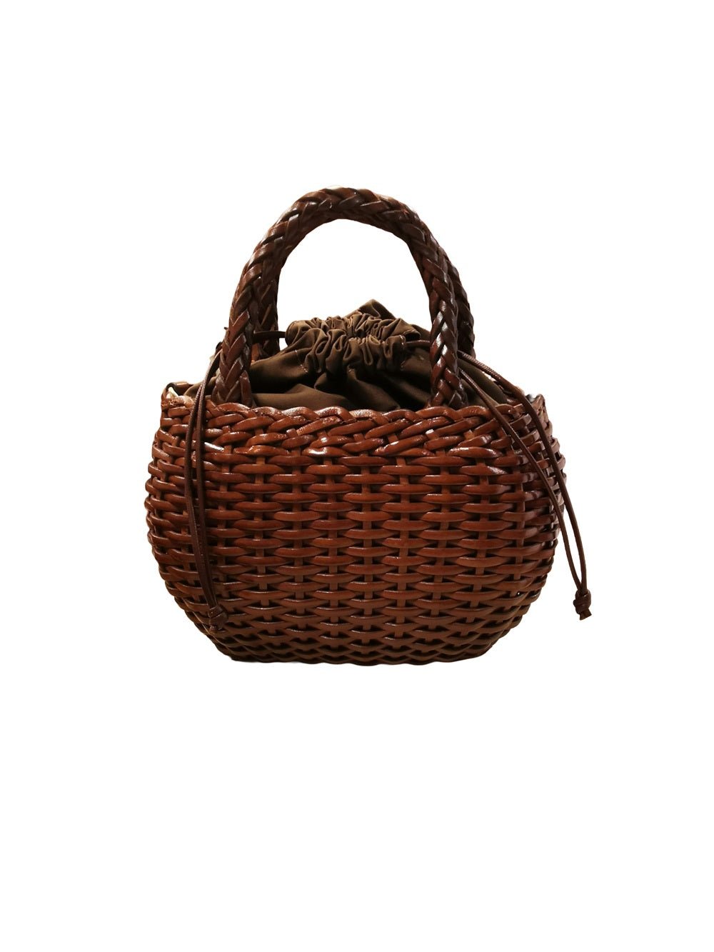 Borsa media con doppi manici in pelle intrecciata Bruno Rossi T3 Caffè - Pelletteria Allegrini