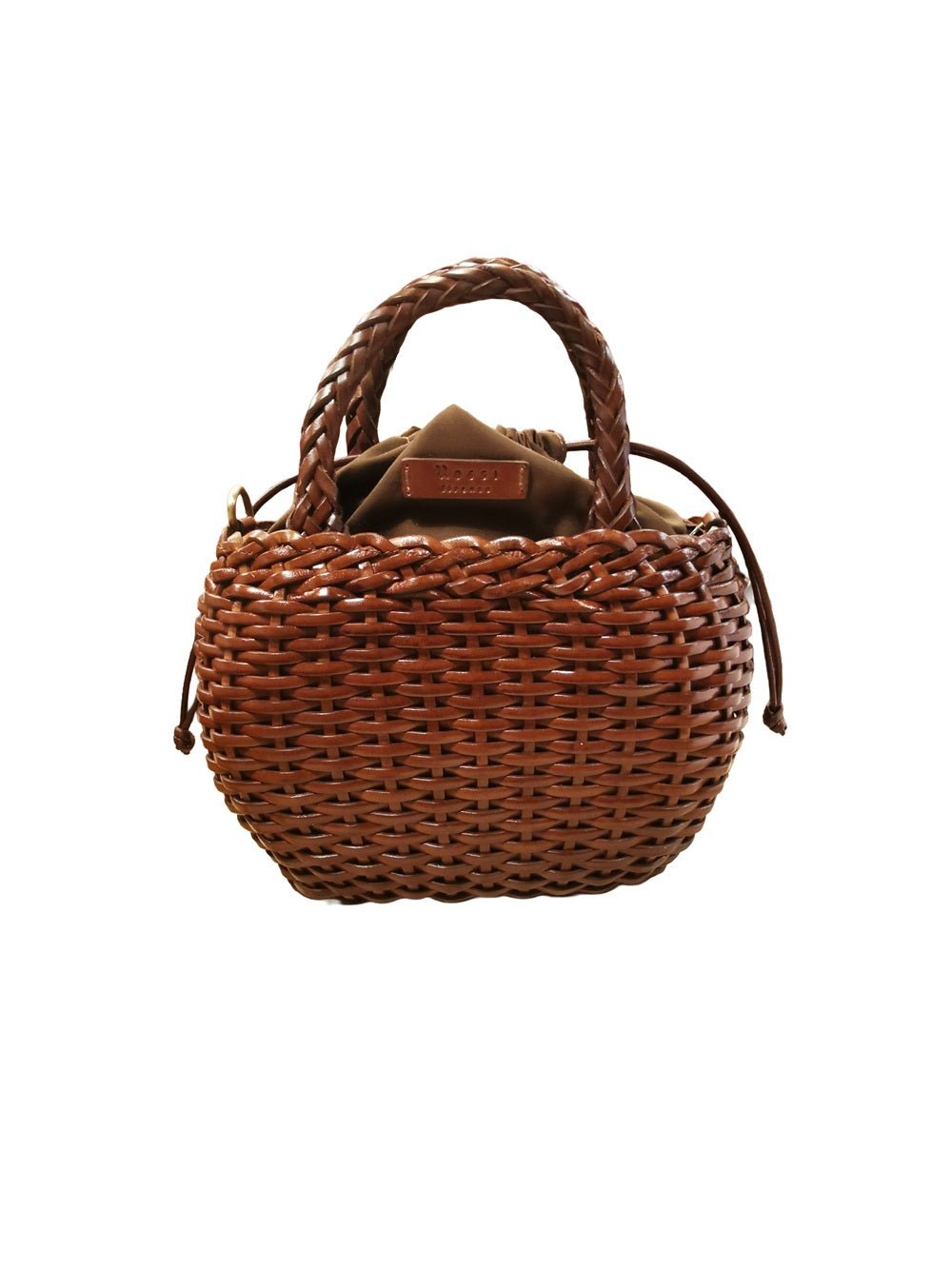 Borsa media con doppi manici in pelle intrecciata Bruno Rossi T3 Caffè - Pelletteria Allegrini