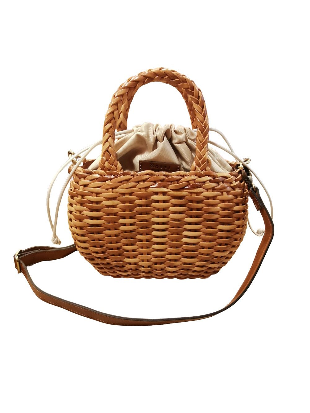 Borsa media con doppi manici in pelle intrecciata Bruno Rossi T3 Cuoio - Pelletteria Allegrini
