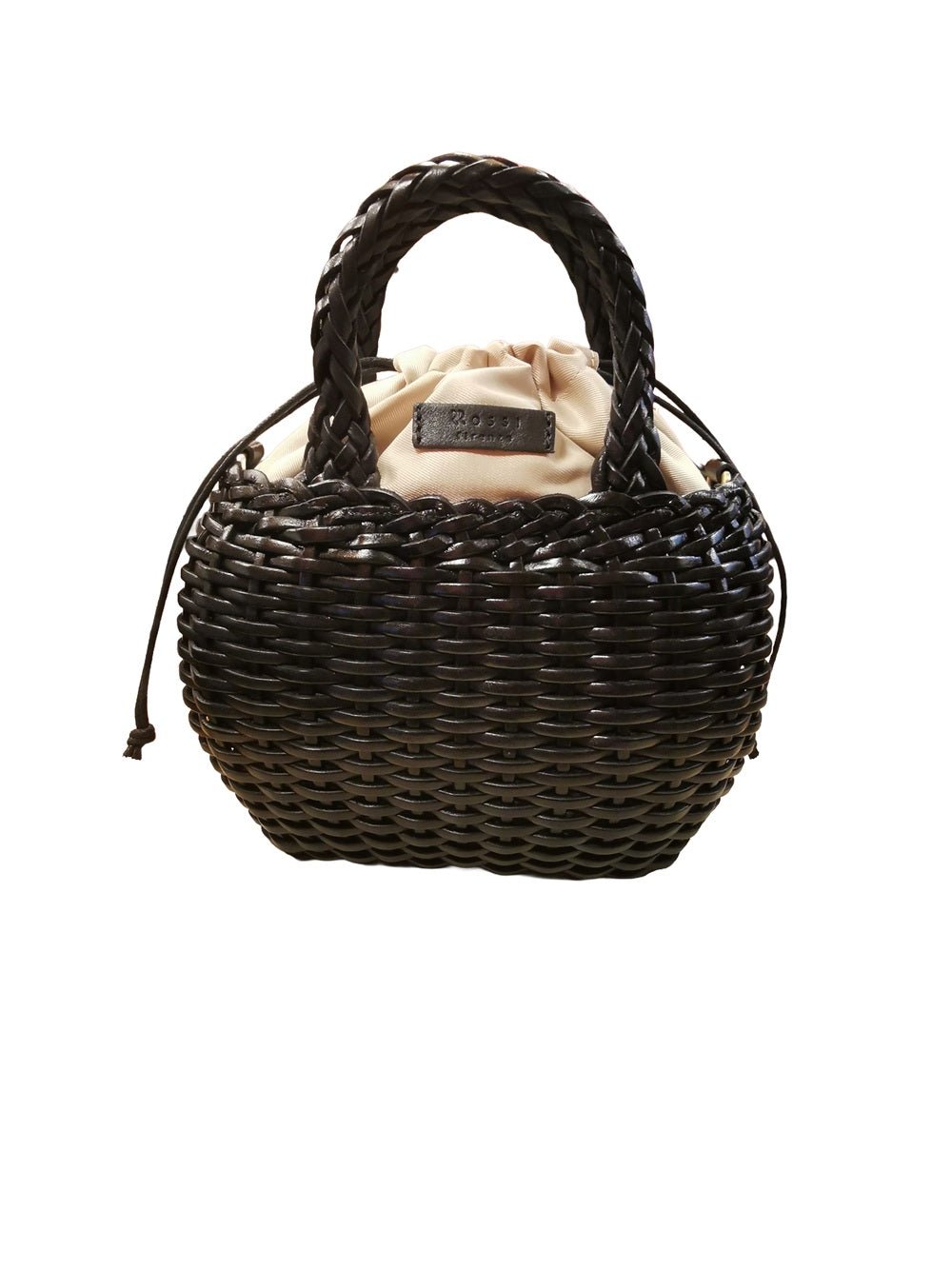 Borsa media con doppi manici in pelle intrecciata Bruno Rossi T3 Nero - Pelletteria Allegrini