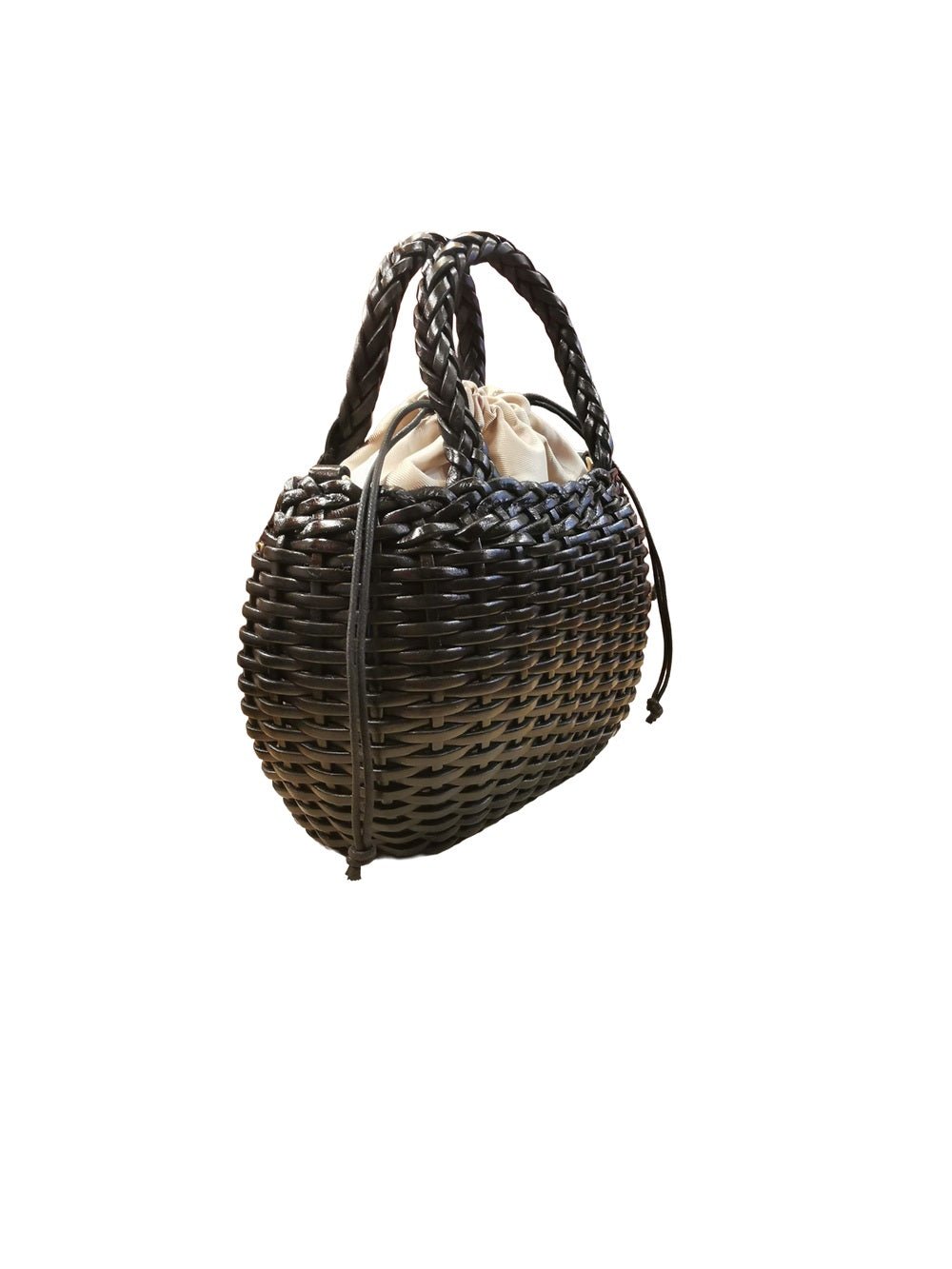 Borsa media con doppi manici in pelle intrecciata Bruno Rossi T3 Nero - Pelletteria Allegrini