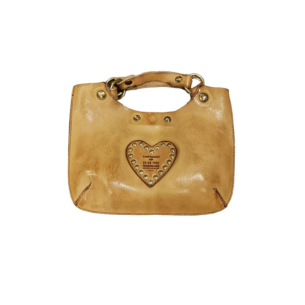 Small Crossbody Leather Bag with heart Campomaggi C034580ND-X3140 Hazelnut