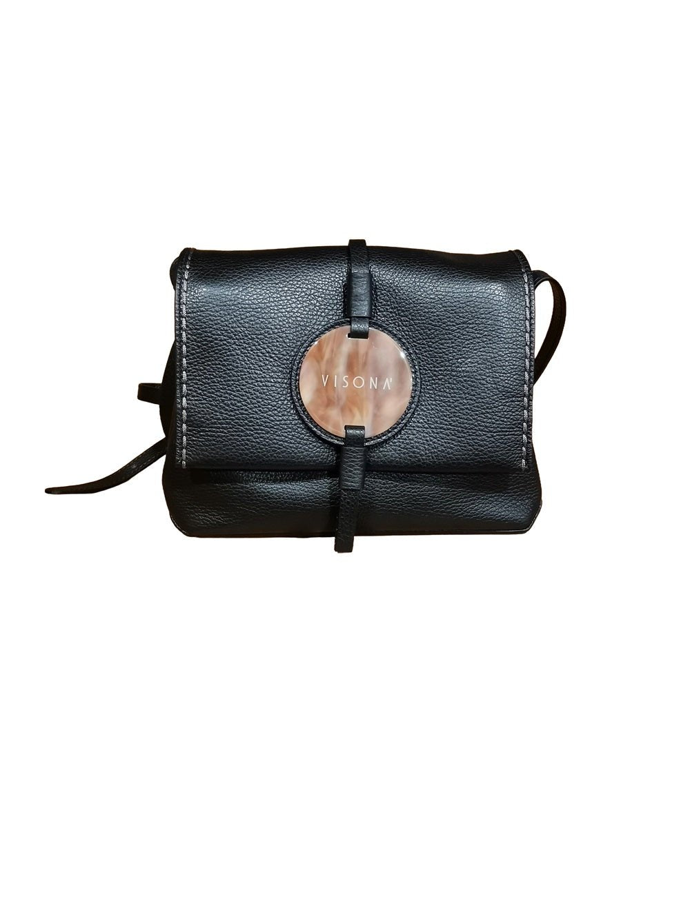 Borsa piccola in pelle con tracolla Visonà 26321 Nero - Pelletteria Allegrini