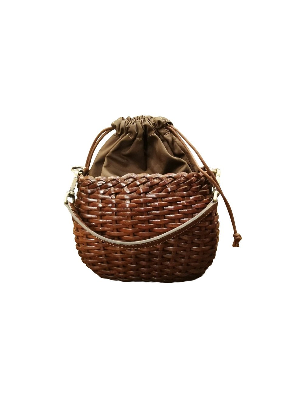 Borsa piccola in pelle intrecciata Bruno Rossi T1 Caffè - Pelletteria Allegrini