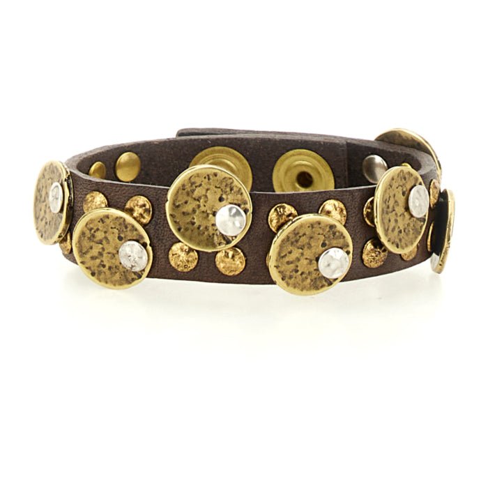 Bracciale in pelle con medaglie Campomaggi C024010ND X3010 Moro - Pelletteria Allegrini