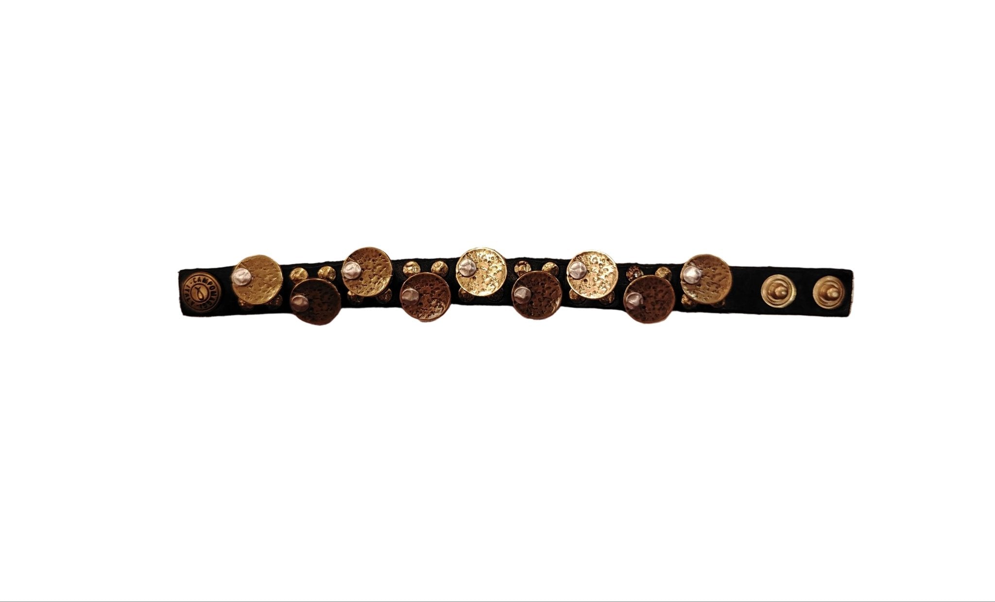Bracciale in pelle con medaglie Campomaggi C024010ND X3010 Nero - Pelletteria Allegrini