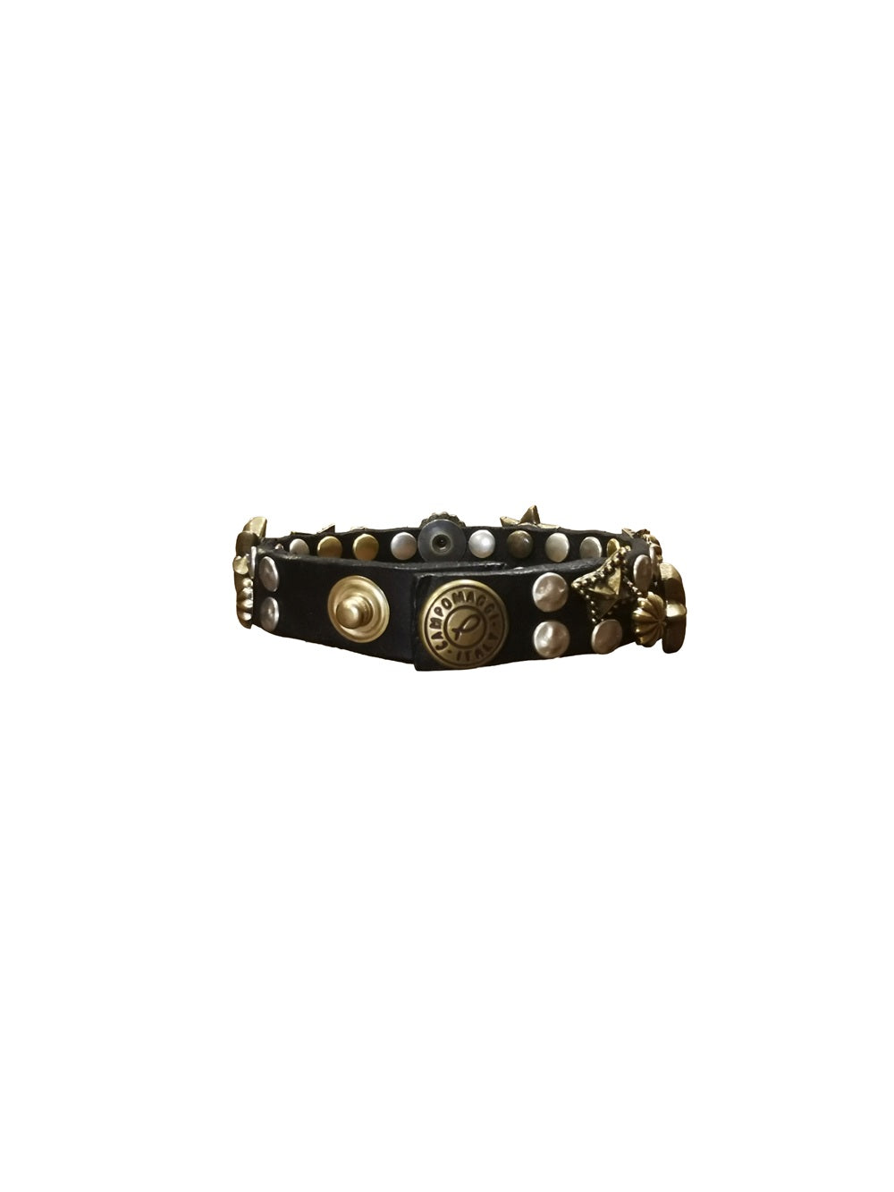 Campomaggi Leather Bracelet with Stars C024010ND-X3159 Black
