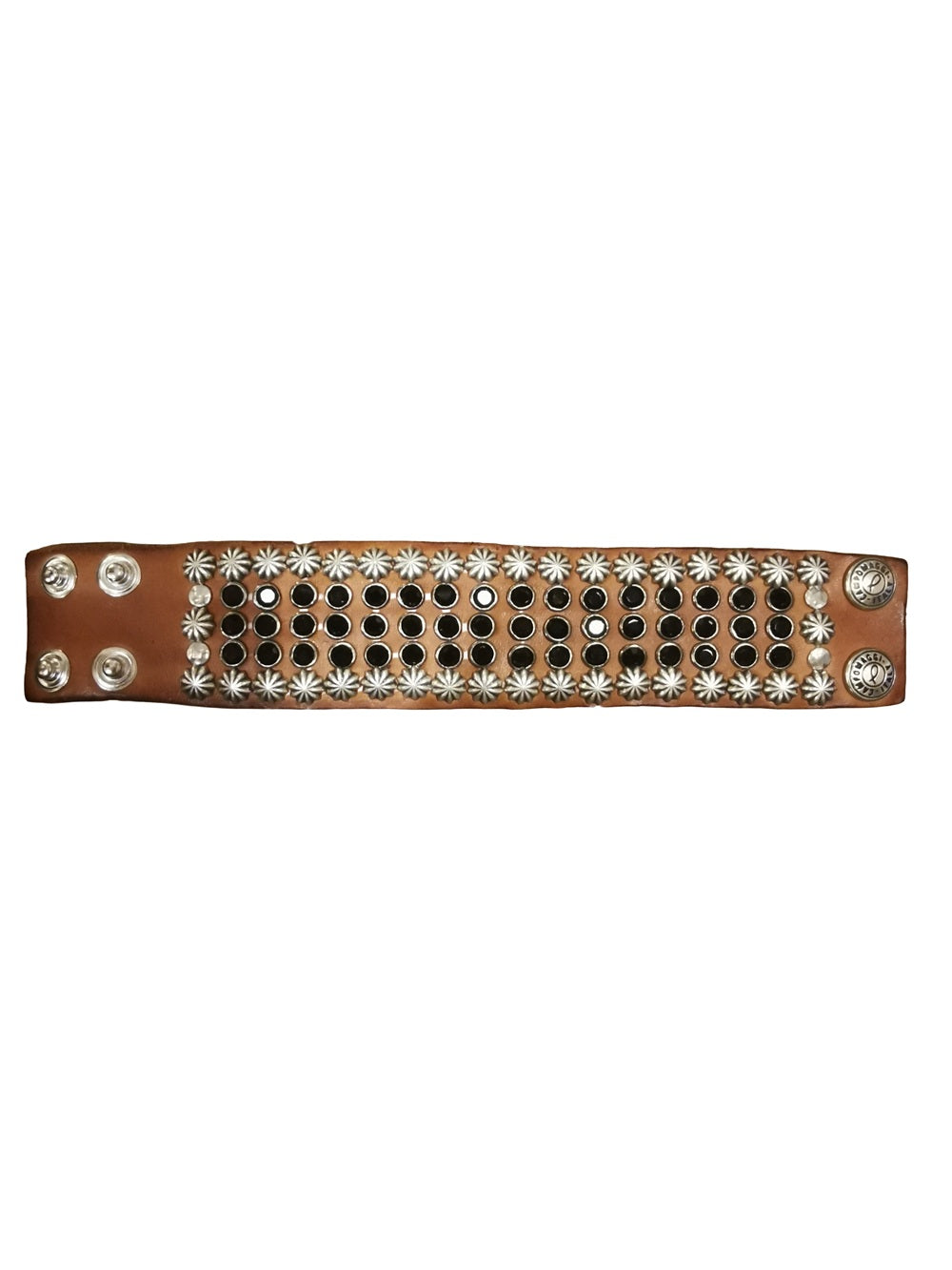 Bracciale in pelle con strass e borchie Campomaggi C002170ND-X3167 Cognac