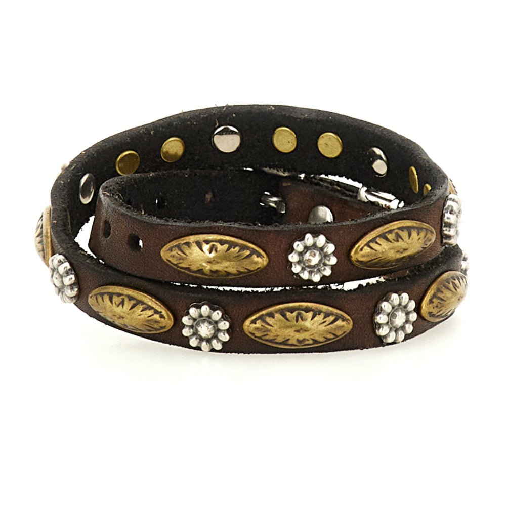 Bracciale in pelle doppio giro Campomaggi C002270ND X3014 Testa di moro - Pelletteria Allegrini