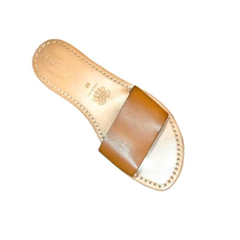Ciabatta in cuoio con fascia donna Pelletteria Allegrini Filippo 522D cuoio - Pelletteria Allegrini