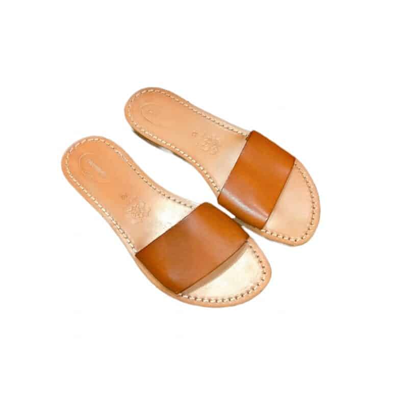 Ciabatta in cuoio con fascia donna Pelletteria Allegrini Filippo 522D cuoio - Pelletteria Allegrini