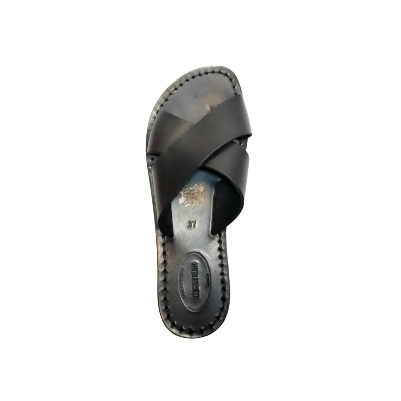 Ciabatta in cuoio con incrocio donna Pelletteria Allegrini Filippo 560D nero - Pelletteria Allegrini