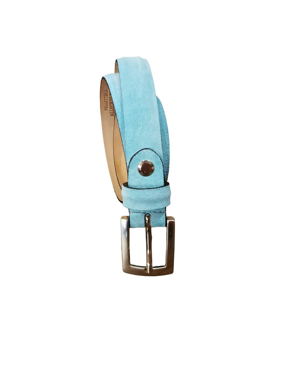 Cintura da donna in pelle scamosciata Pelletteria Allegrini Filippo 2074/20CAM Turchese - Pelletteria Allegrini