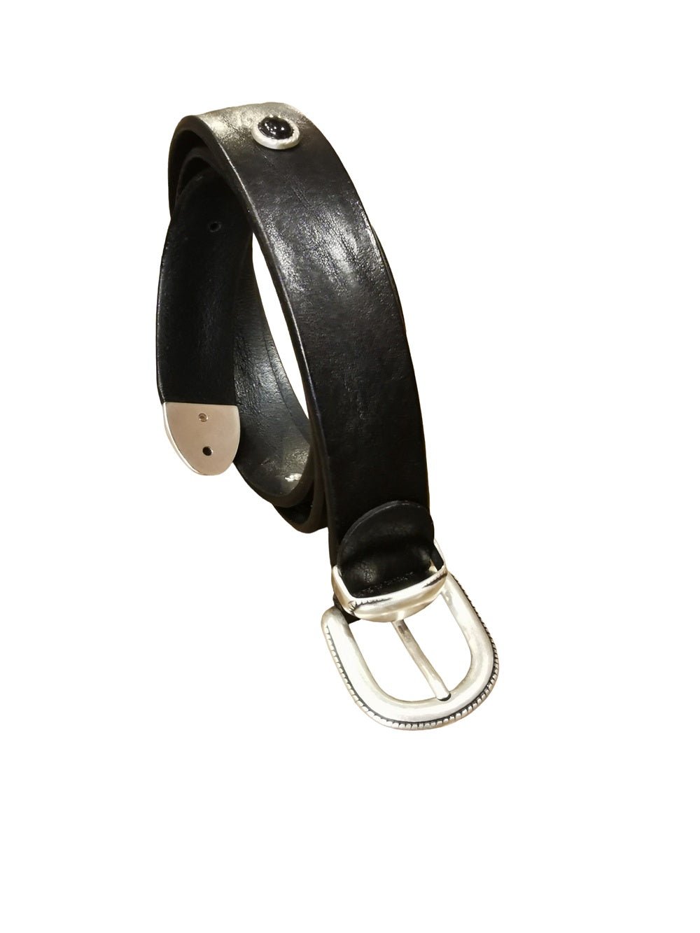 Cintura in cuoio con borchie e pietre Pelletteria Allegrini Filippo 2568 Nero - Pelletteria Allegrini