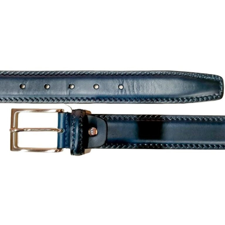 Cintura in Cuoio da uomo Pelletteria Allegrini Filippo C102CUO MARCAPUNTO blu scuro - Pelletteria Allegrini