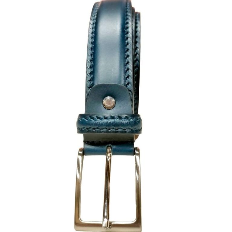Cintura in Cuoio da uomo Pelletteria Allegrini Filippo C102CUO MARCAPUNTO blu scuro - Pelletteria Allegrini