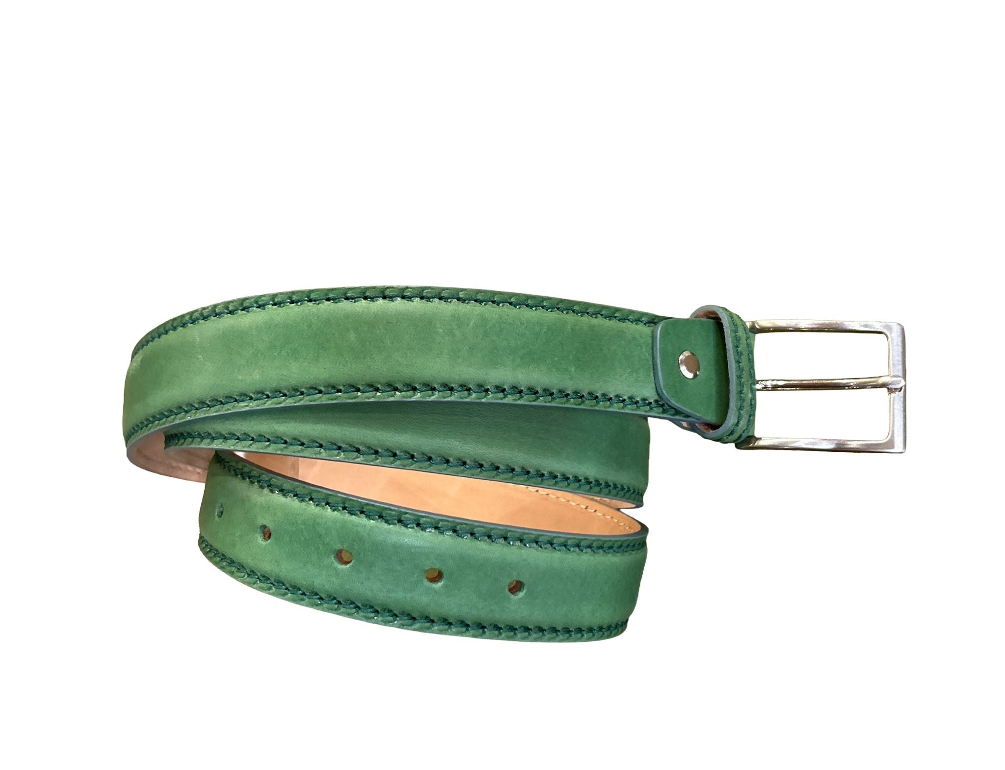 Cintura in Cuoio da uomo Pelletteria Allegrini Filippo C102CUO MARCAPUNTO verde - Pelletteria Allegrini