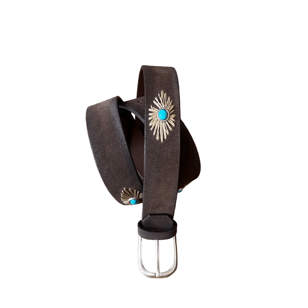 Cintura in pelle con borchie Pelletteria Allegrini Filippo 2767/3966 testa di moro - Pelletteria Allegrini