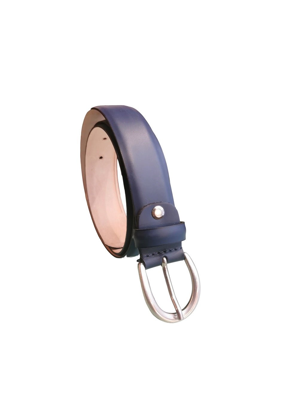 Cintura in pelle con fibbia arrotondata Pelletteria Allegrini Filippo 5102 Blu - Pelletteria Allegrini