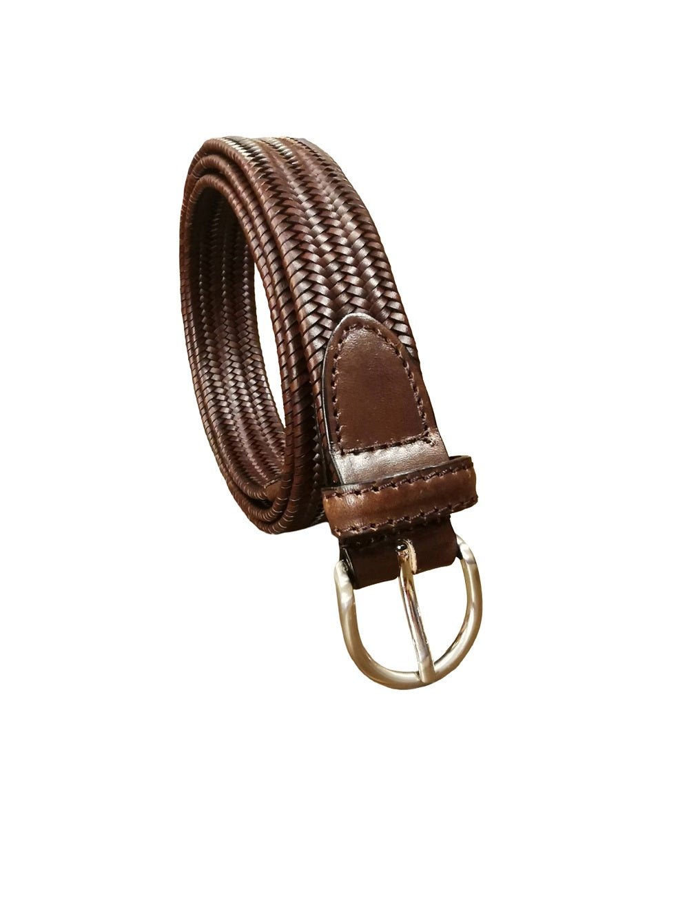 Cintura in pelle intrecciata elasticizzata Pelletteria Allegrini Filippo 6135/30STOCK Marrone - Pelletteria Allegrini