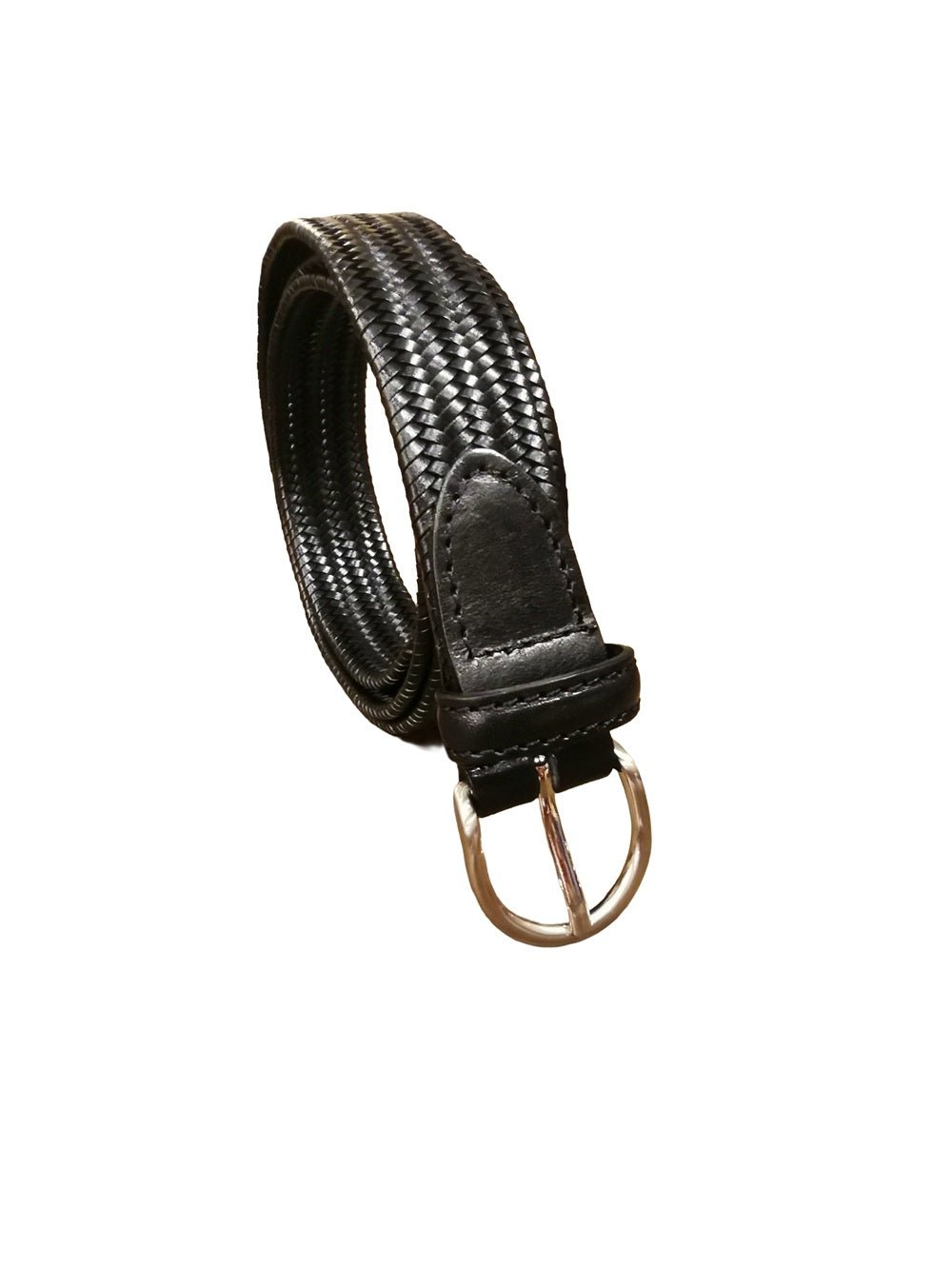 Cintura in pelle intrecciata elasticizzata Pelletteria Allegrini Filippo 6135/30STOCK Nero - Pelletteria Allegrini