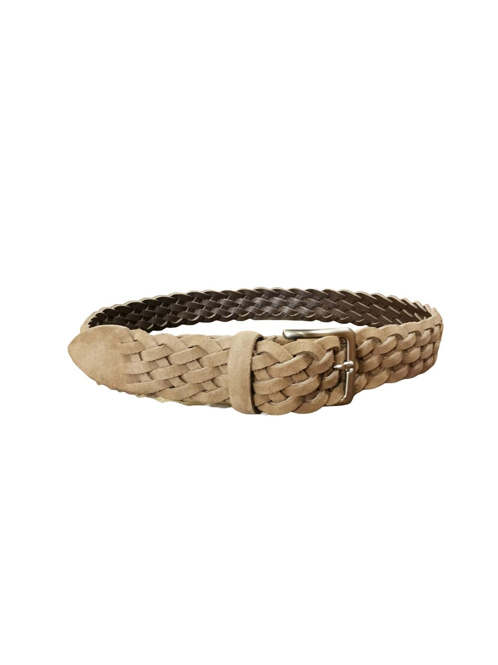Cintura in pelle scamosciata intrecciata Pelletteria Allegrini Filippo 6121/3765 Tortora - Pelletteria Allegrini