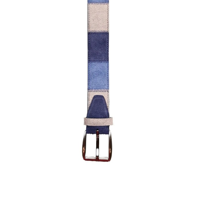 Cintura in pelle scamosciata patchwork Pelletteria Allegrini Filippo CSC59 blu - Pelletteria Allegrini