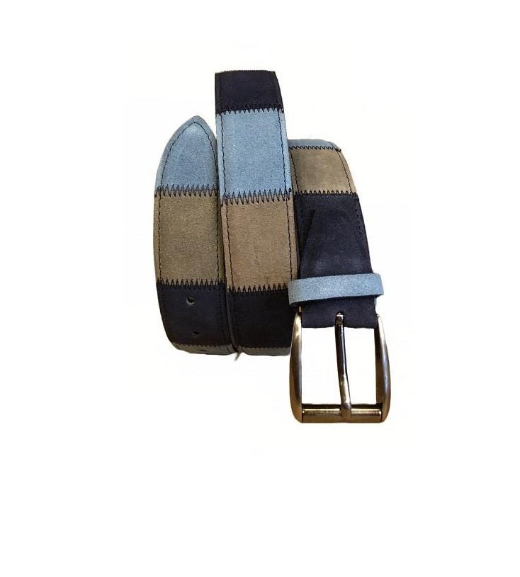 Cintura in pelle scamosciata patchwork Pelletteria Allegrini Filippo CSC59 blu - Pelletteria Allegrini