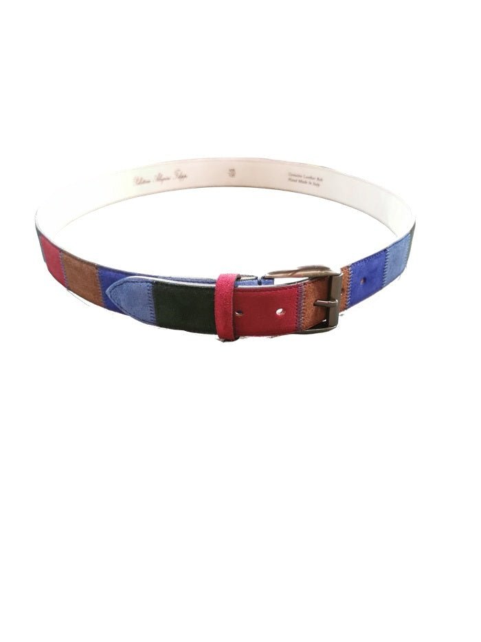 Cintura in pelle scamosciata patchwork Pelletteria Allegrini Filippo CSC59 bordeaux - Pelletteria Allegrini