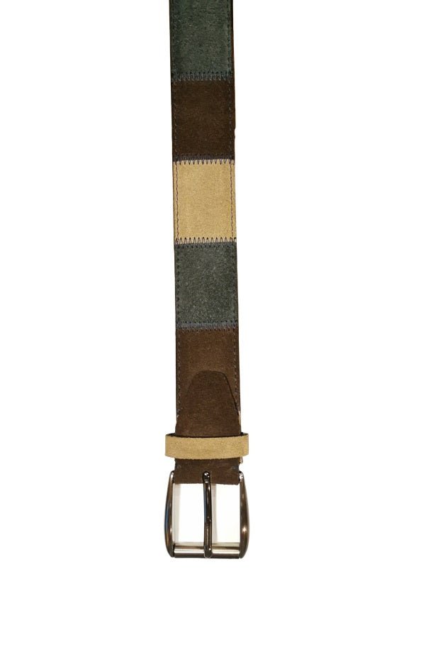 Cintura in pelle scamosciata patchwork Pelletteria Allegrini Filippo CSC59 testa di moro - Pelletteria Allegrini