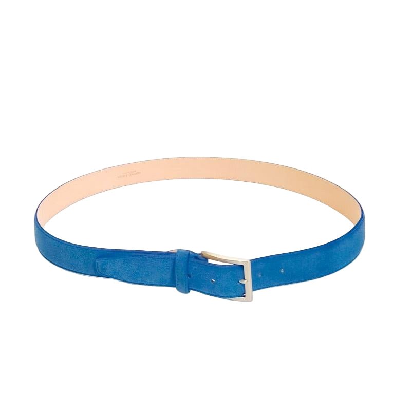 Cintura in pelle scamosciata Pelletteria Allegrini Filippo 728 bluette - Pelletteria Allegrini