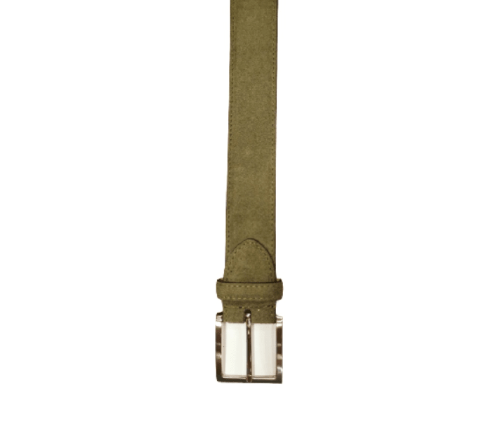 Cintura in pelle scamosciata Pelletteria Allegrini Filippo 728 verde militare - Pelletteria Allegrini